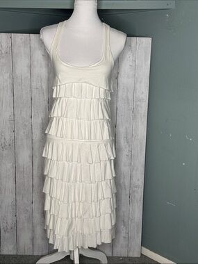 Women's Cream Ruffle Tank Dress